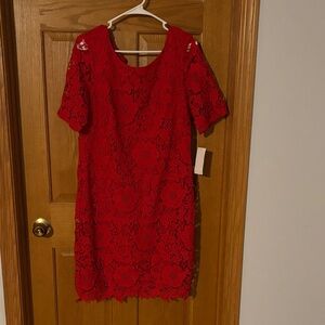 Chic Scarlet Lace Mini Dress
